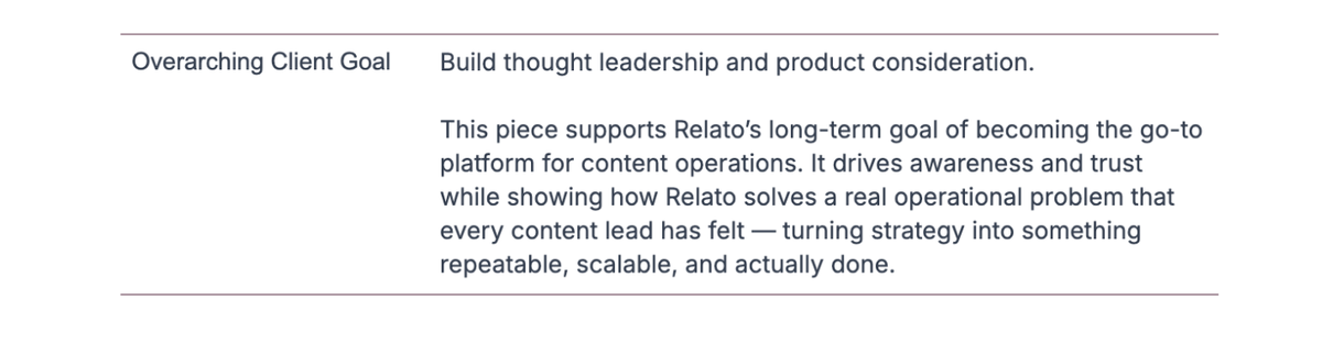 example from Relato brief